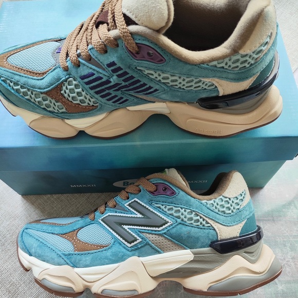 New Balance Other - New Balance Teal Suede & Mesh Sneaker with Cream and Brown Details